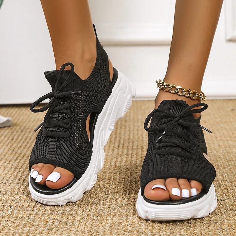 Georgina │ Women's Orthopaedic Knit Sandals With Lace-Up Front And Open Toe