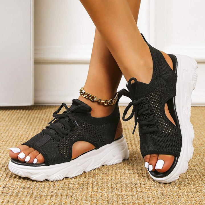 Georgina │ Women's Orthopaedic Knit Sandals With Lace-Up Front And Open Toe