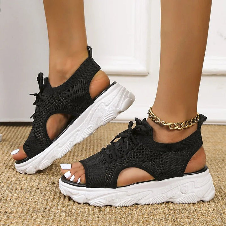 Georgina │ Women's Orthopaedic Knit Sandals With Lace-Up Front And Open Toe