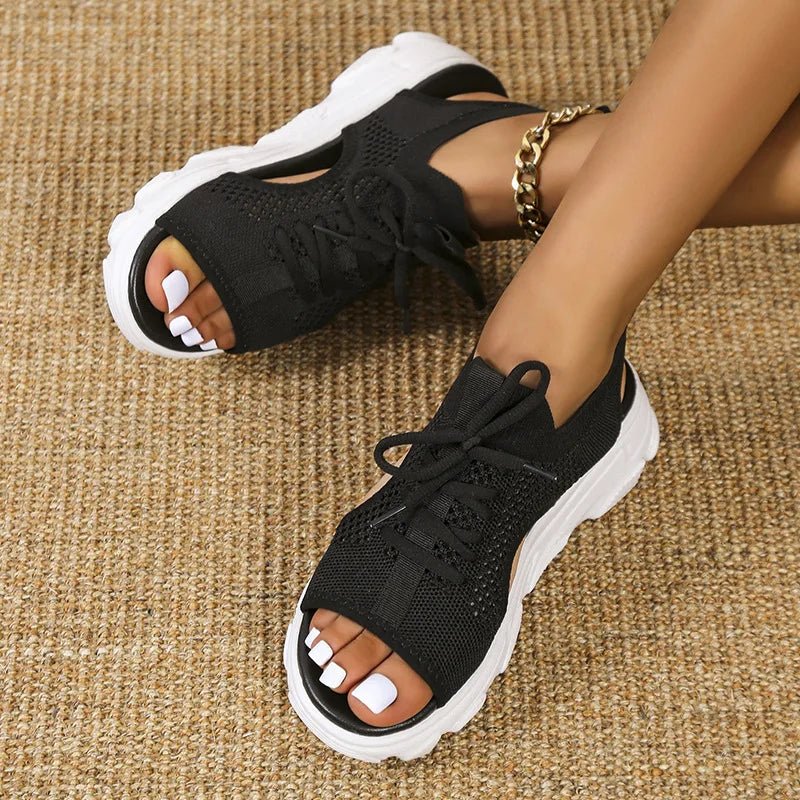 Georgina │ Women's Orthopaedic Knit Sandals With Lace-Up Front And Open Toe