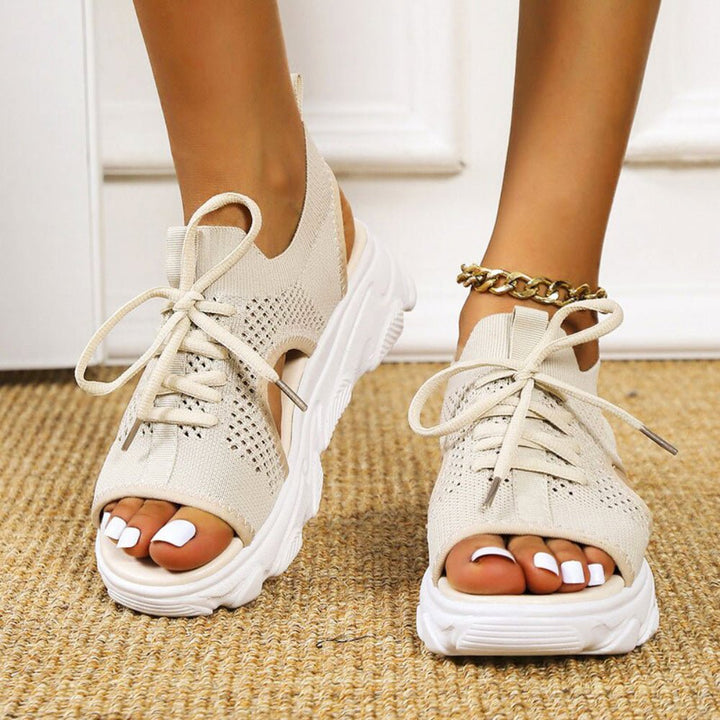 Georgina │ Women's Orthopaedic Knit Sandals With Lace-Up Front And Open Toe