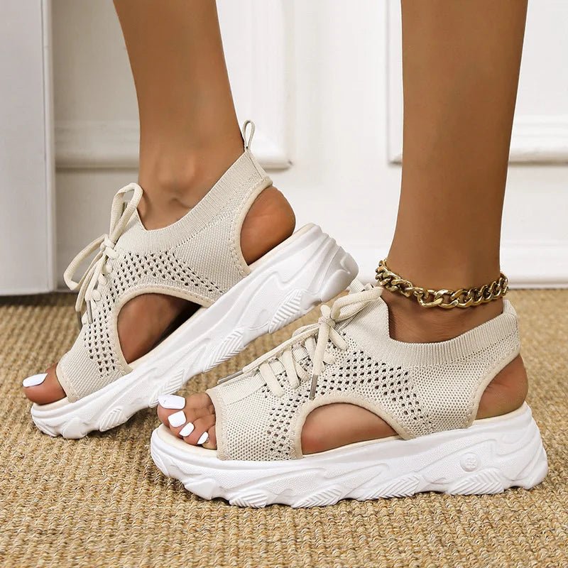 Georgina │ Women's Orthopaedic Knit Sandals With Lace-Up Front And Open Toe