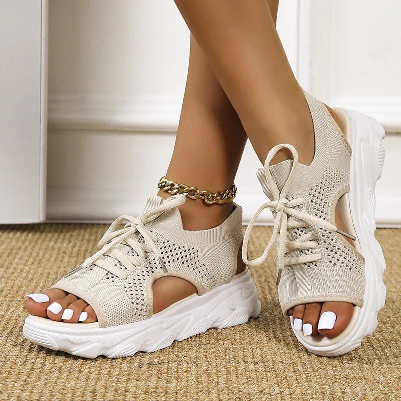 Georgina │ Women's Orthopaedic Knit Sandals With Lace-Up Front And Open Toe