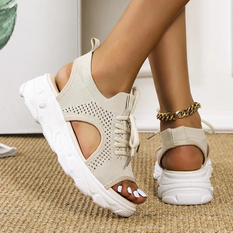 Georgina │ Women's Orthopaedic Knit Sandals With Lace-Up Front And Open Toe