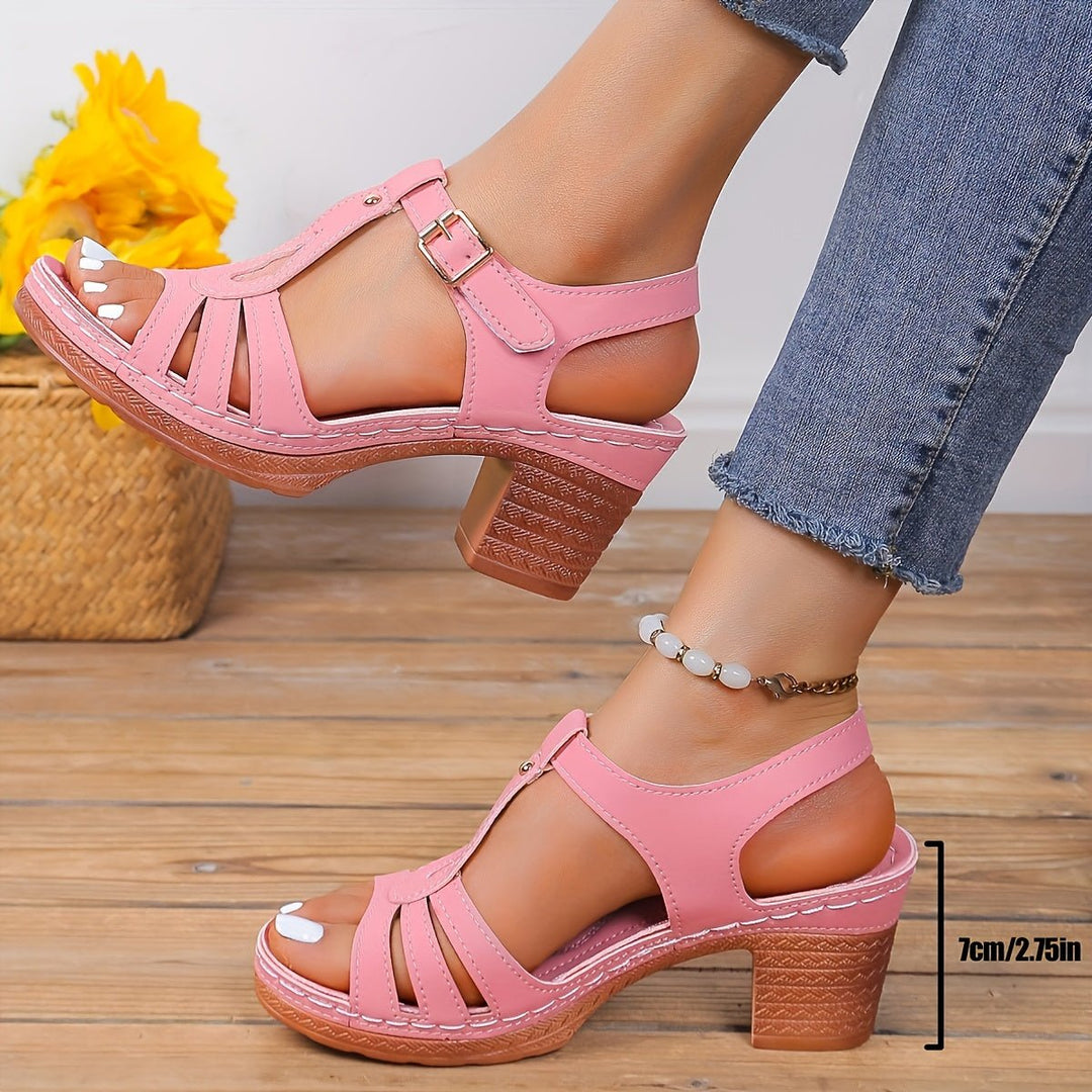 Estelle │ Women's Orthopaedic Wedge Sandals With T-Bar Upper And Ankle Buckle