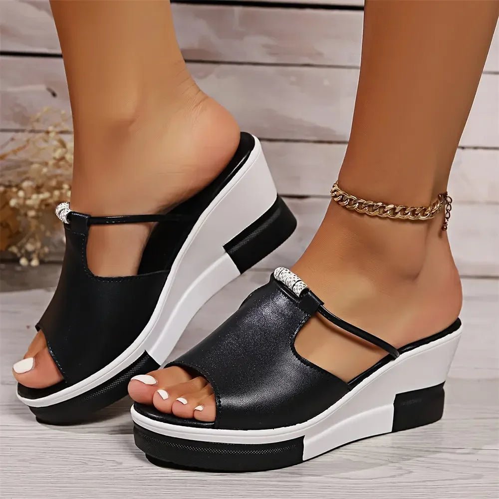 Josephine │ Women's Orthopaedic Wedge Sandals With T-Bar Upper And Platform Sole
