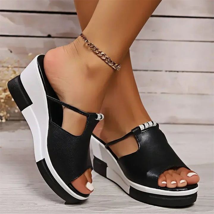 Josephine │ Women's Orthopaedic Wedge Sandals With T-Bar Upper And Platform Sole