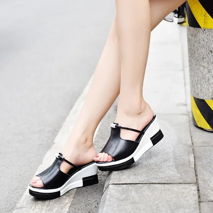 Josephine │ Women's Orthopaedic Wedge Sandals With T-Bar Upper And Platform Sole