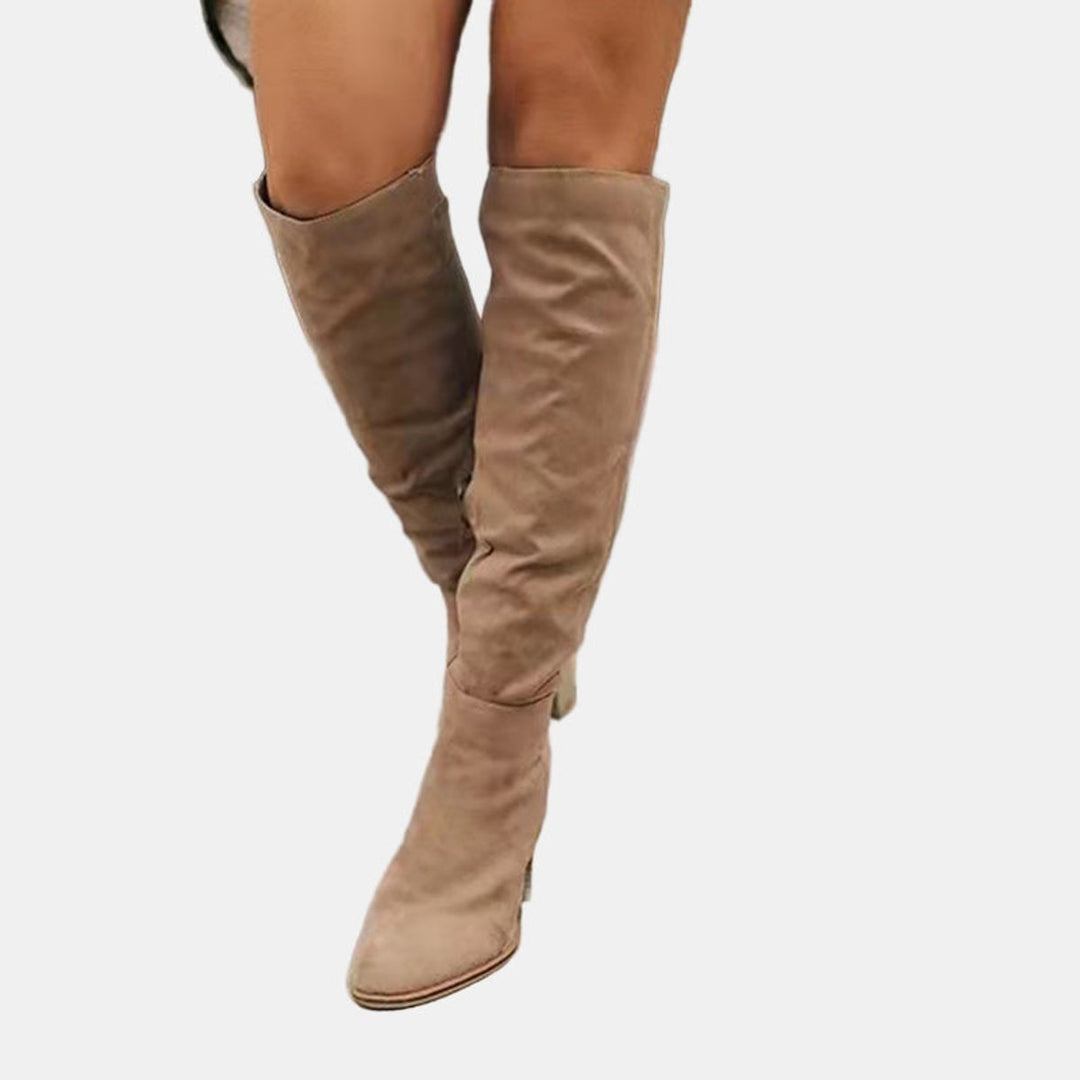Women's Over-the-Knee Block Heel Suede Ankle Boots