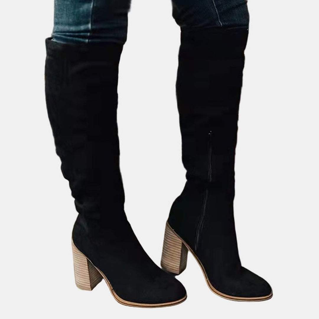 Women's Over-the-Knee Block Heel Suede Ankle Boots