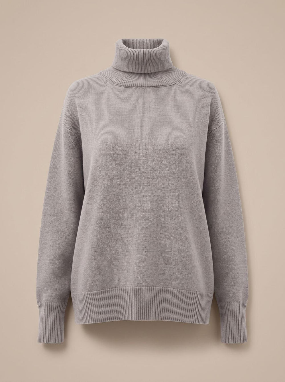 Women's Oversized Chunky Turtleneck Knit Sweater - Grey