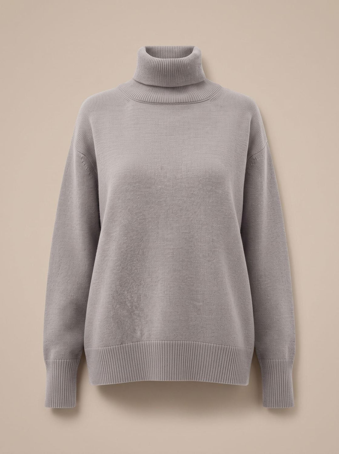 Women's Oversized Chunky Turtleneck Knit Sweater - Grey
