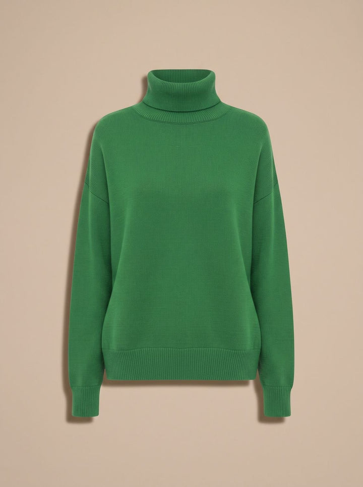 Women's Oversized Chunky Turtleneck Knit Sweater - Green