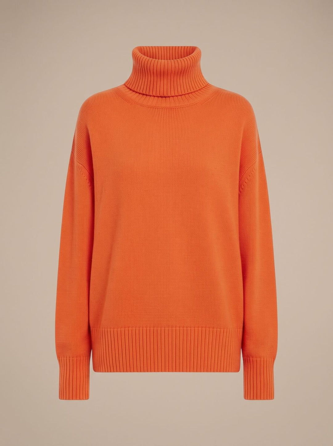 Women's Oversized Chunky Turtleneck Knit Sweater - Orange