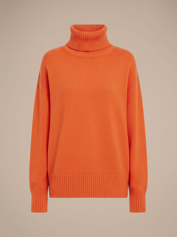 Women's Oversized Chunky Turtleneck Knit Sweater - Orange