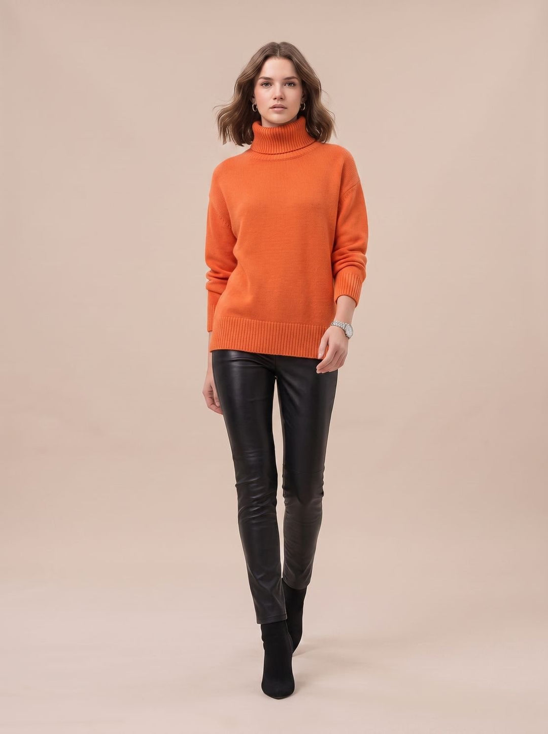 Women's Oversized Chunky Turtleneck Knit Sweater