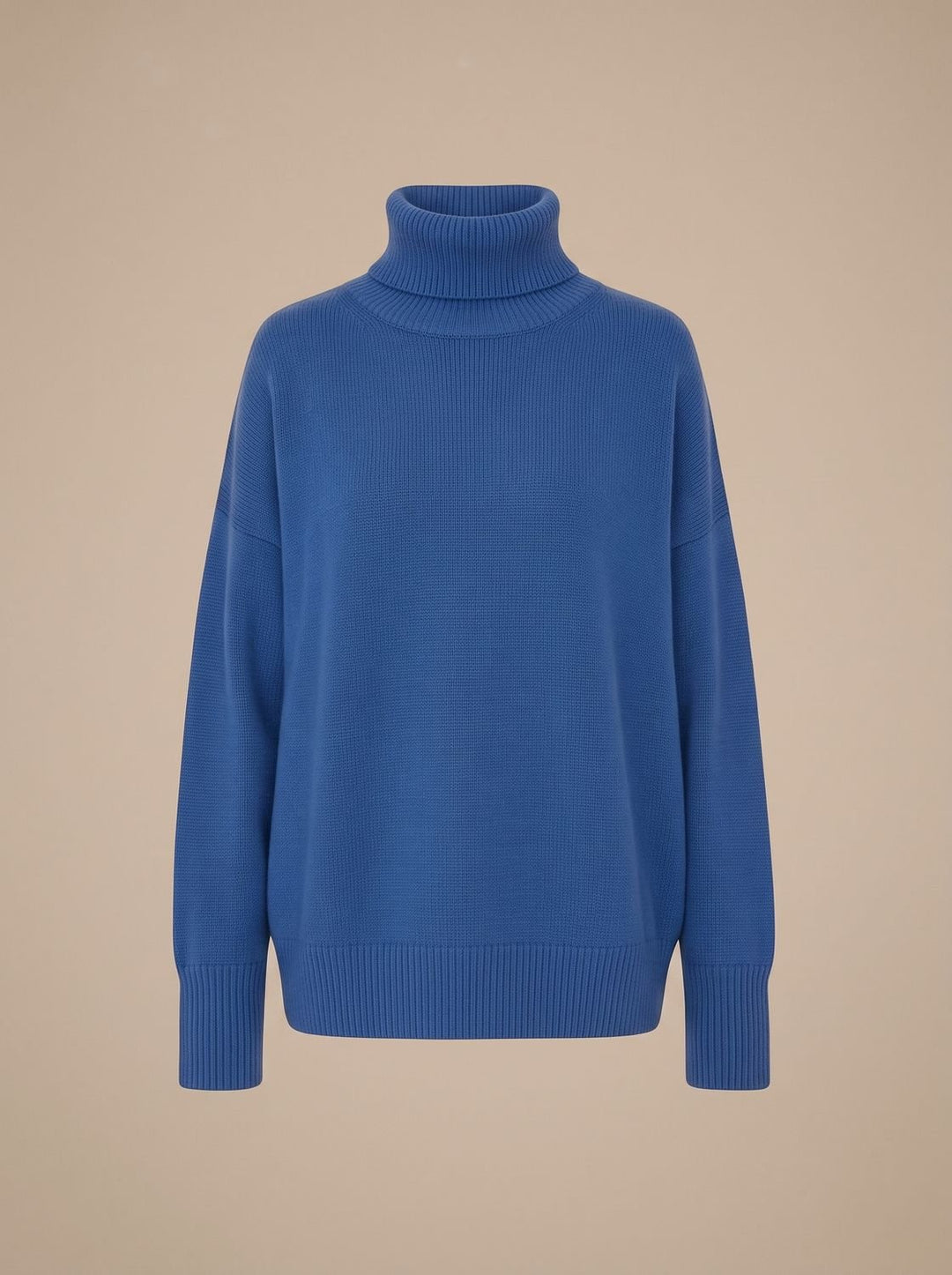 Women's Oversized Chunky Turtleneck Knit Sweater - Blue