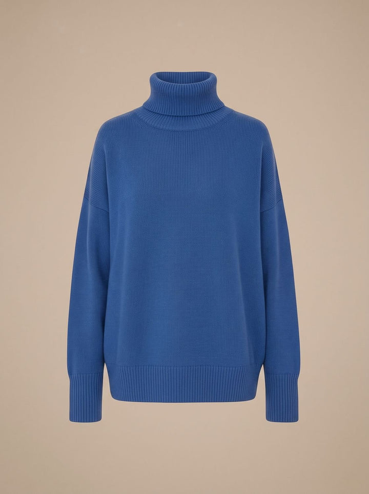 Women's Oversized Chunky Turtleneck Knit Sweater - Blue