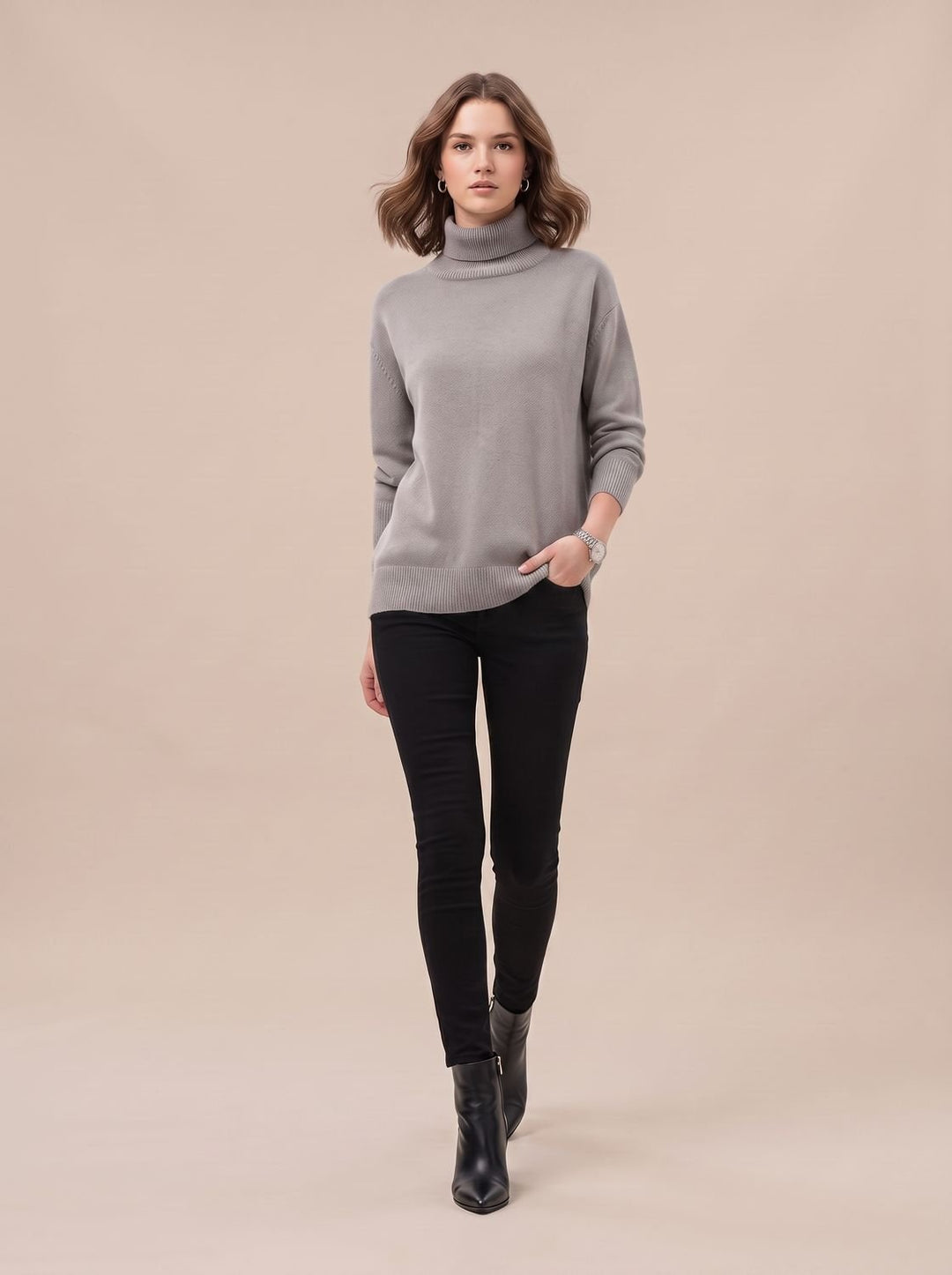 Women's Oversized Chunky Turtleneck Knit Sweater