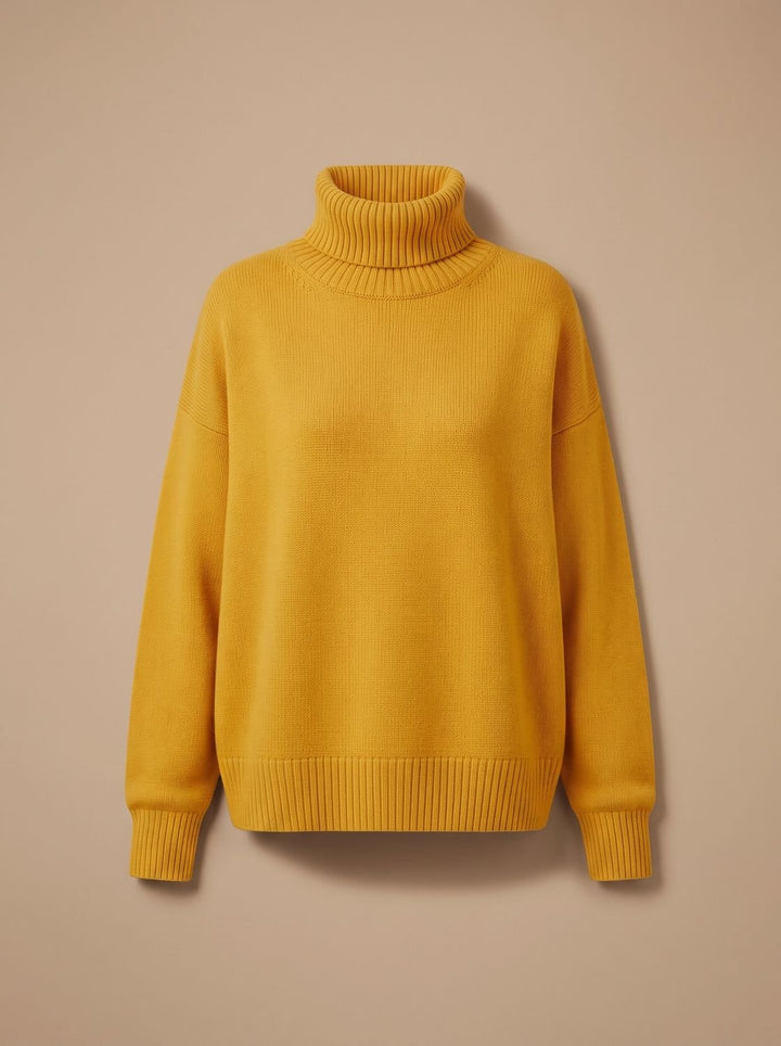 Women's Oversized Chunky Turtleneck Knit Sweater - Yellow