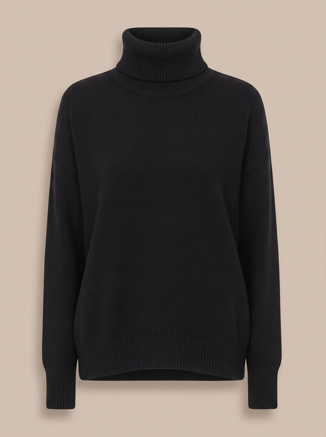 Women's Oversized Chunky Turtleneck Knit Sweater - Black