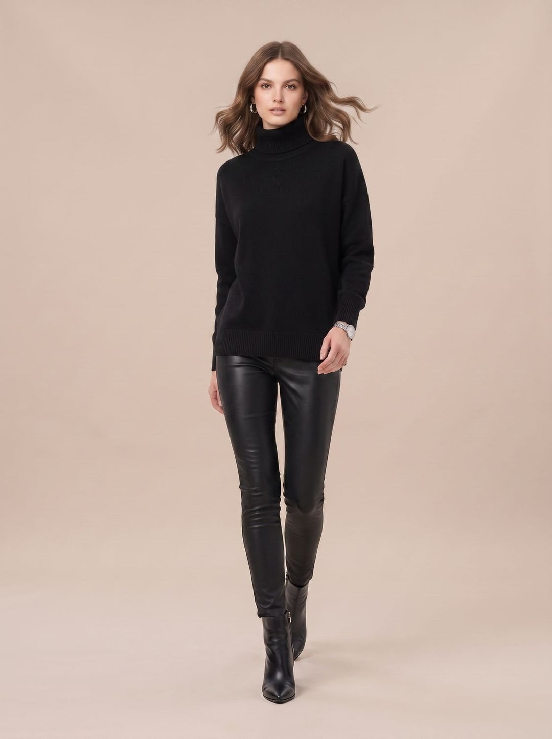 Women's Oversized Chunky Turtleneck Knit Sweater