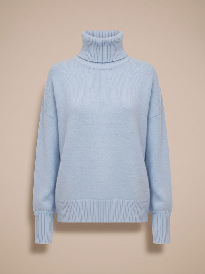 Women's Oversized Chunky Turtleneck Knit Sweater - Sky Blue