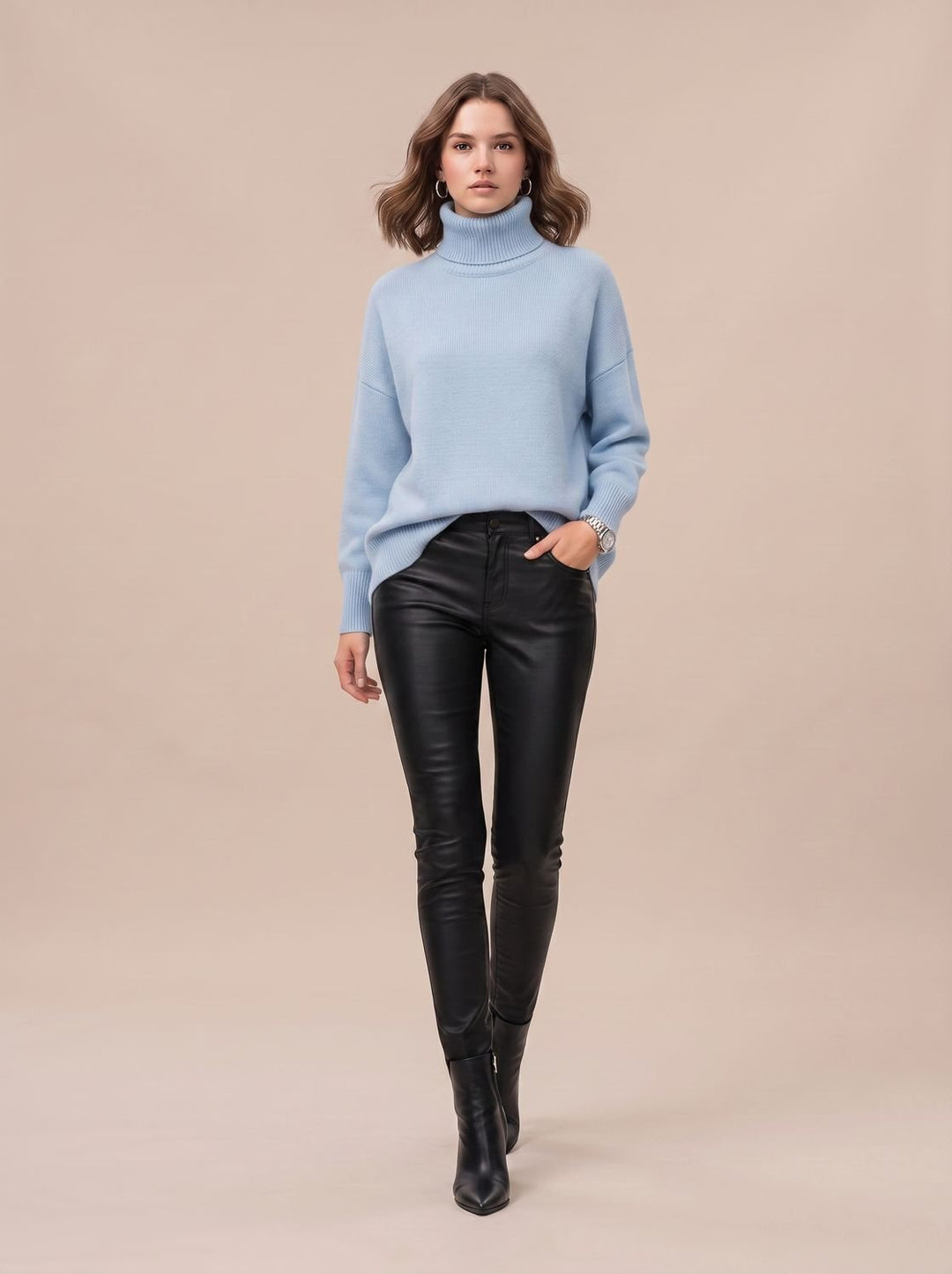 Women's Oversized Chunky Turtleneck Knit Sweater