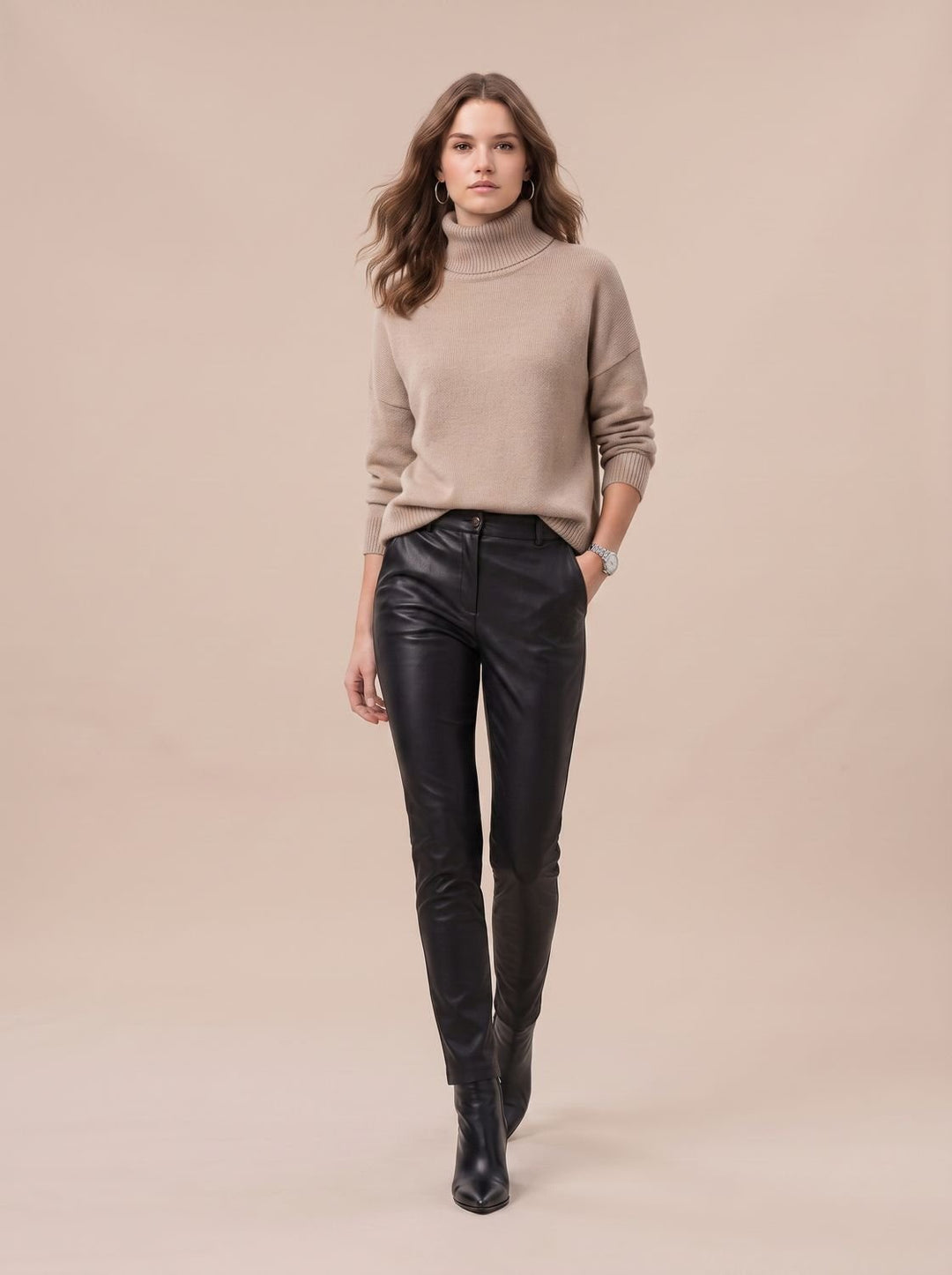 Women's Oversized Chunky Turtleneck Knit Sweater