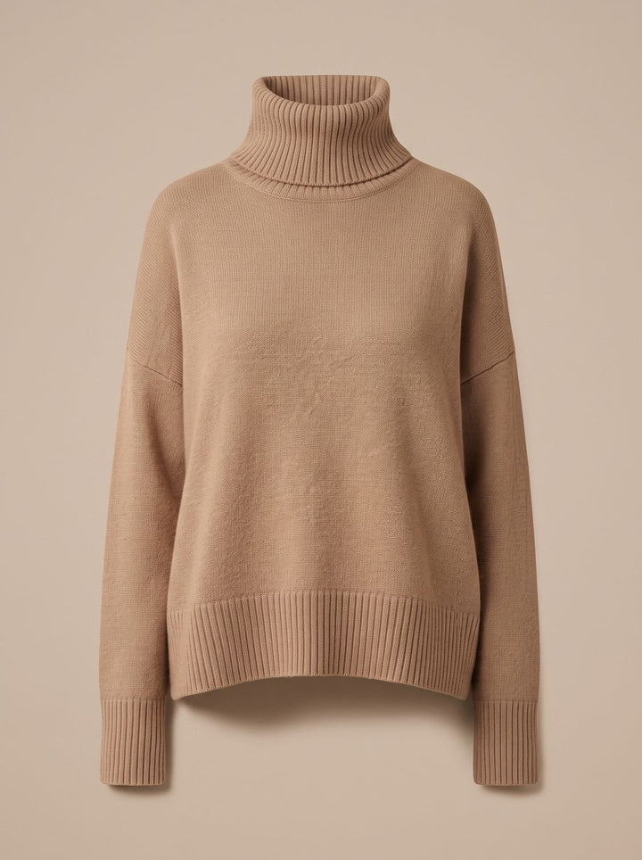 Women's Oversized Chunky Turtleneck Knit Sweater - Khaki