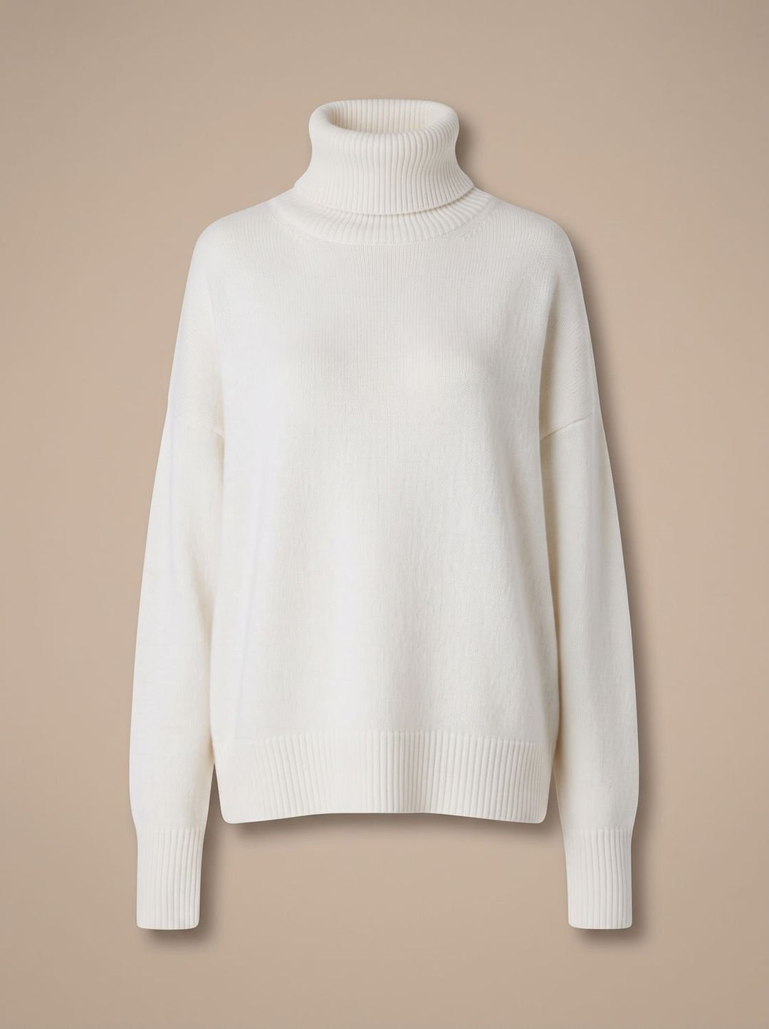 Women's Oversized Chunky Turtleneck Knit Sweater - White