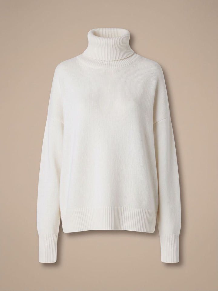 Women's Oversized Chunky Turtleneck Knit Sweater - White