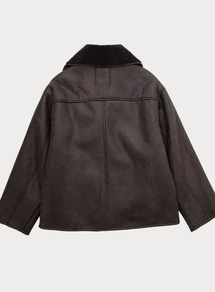 Women's Oversized Sherpa-Lined Double-Breasted Jacket