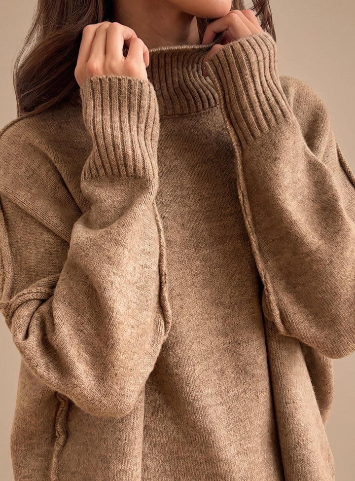 Women's Oversized Turtleneck Knit Wide-Leg Lounge Set