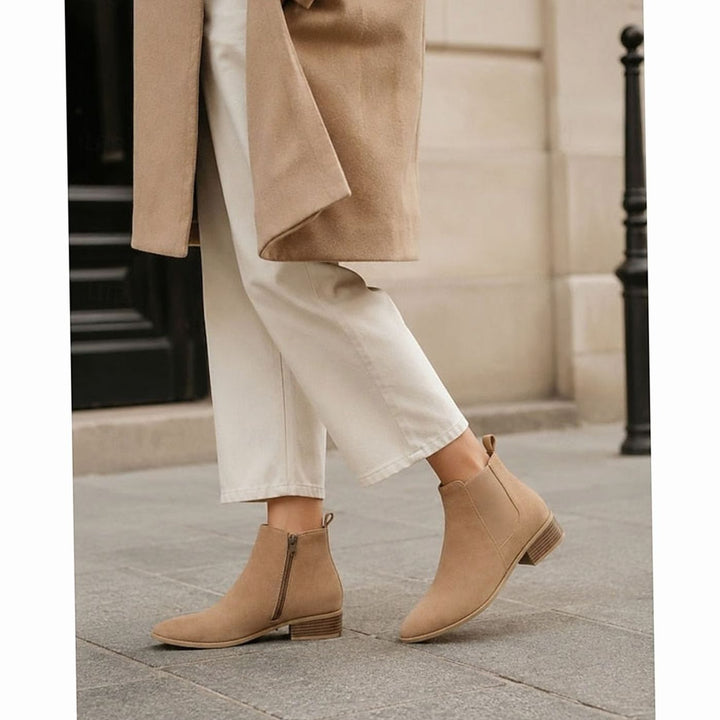 Women's Pointed-Toe Block Heel Side-Zip Chelsea Ankle Boots
