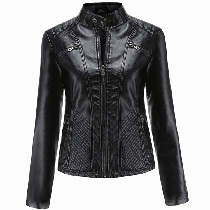 Women's Quilted Faux Leather Zip-Up Biker Jacket