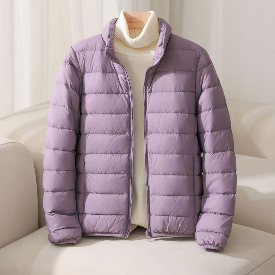 Women's Quilted Padded Coat Lightweight Ladies Puffer Jacket - Lavender