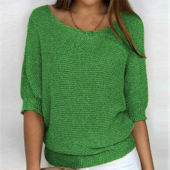 Women's Relaxed Batwing-Sleeve Knit Pullover Sweater - Green