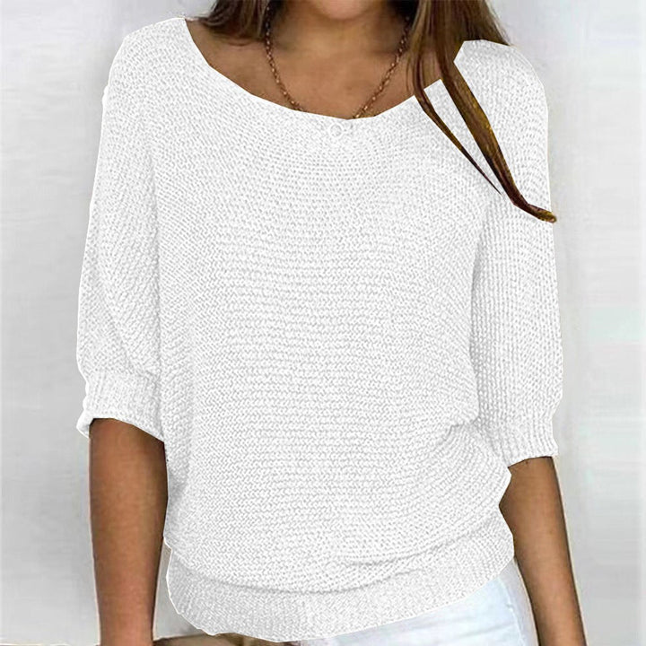 Women's Relaxed Batwing-Sleeve Knit Pullover Sweater - White