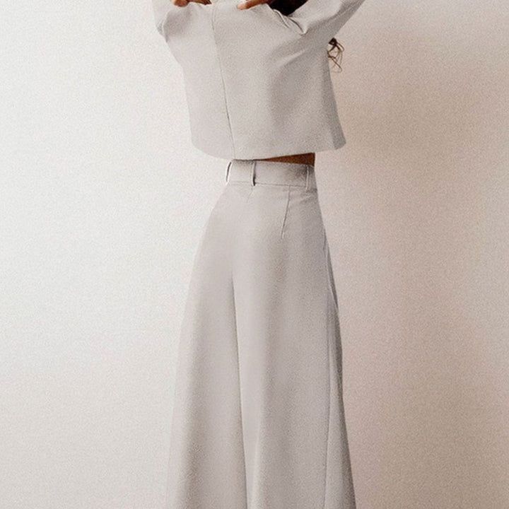 Women's Relaxed Fit Cropped Top Wide-Leg Pants Outfit Set