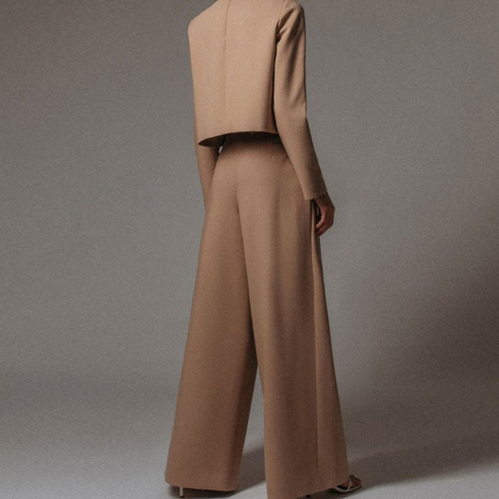 Women's Relaxed Fit Cropped Top Wide-Leg Pants Outfit Set