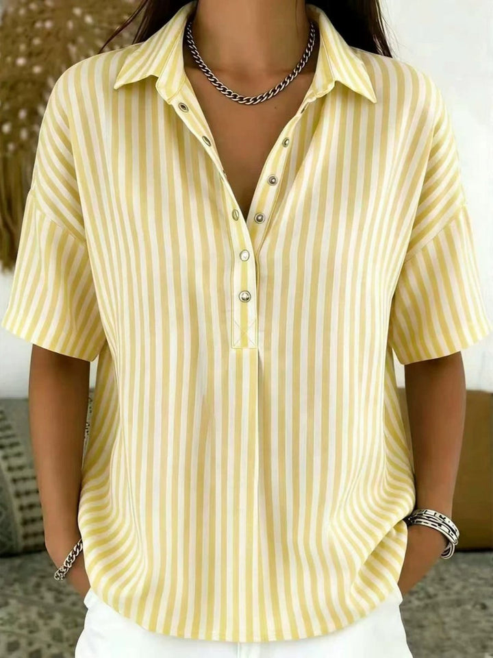 Ivy | Women's Relaxed-Fit Striped Snap Placket Collared Blouse
