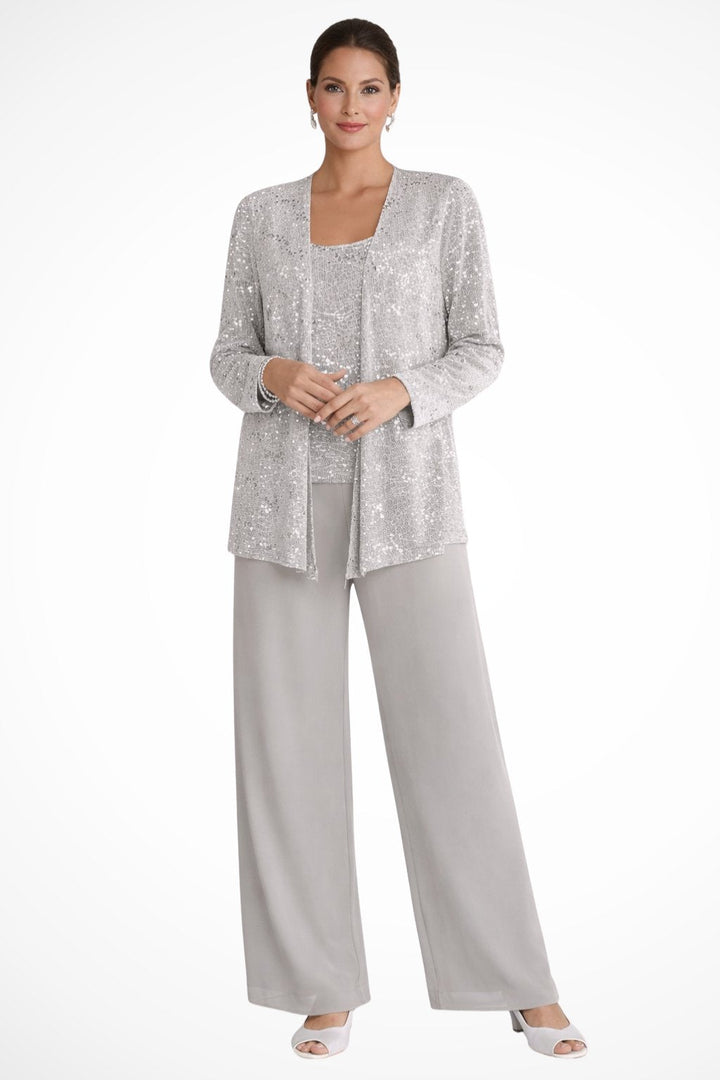 Charlotte | Women's Sequin Open Front Wide-Leg Three-Piece Trouser Set