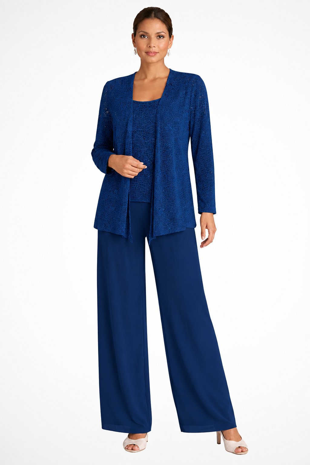 Charlotte | Women's Sequin Open Front Wide-Leg Three-Piece Trouser Set