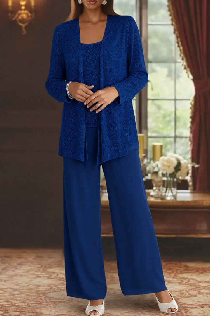 Charlotte | Women's Sequin Open Front Wide-Leg Three-Piece Trouser Set