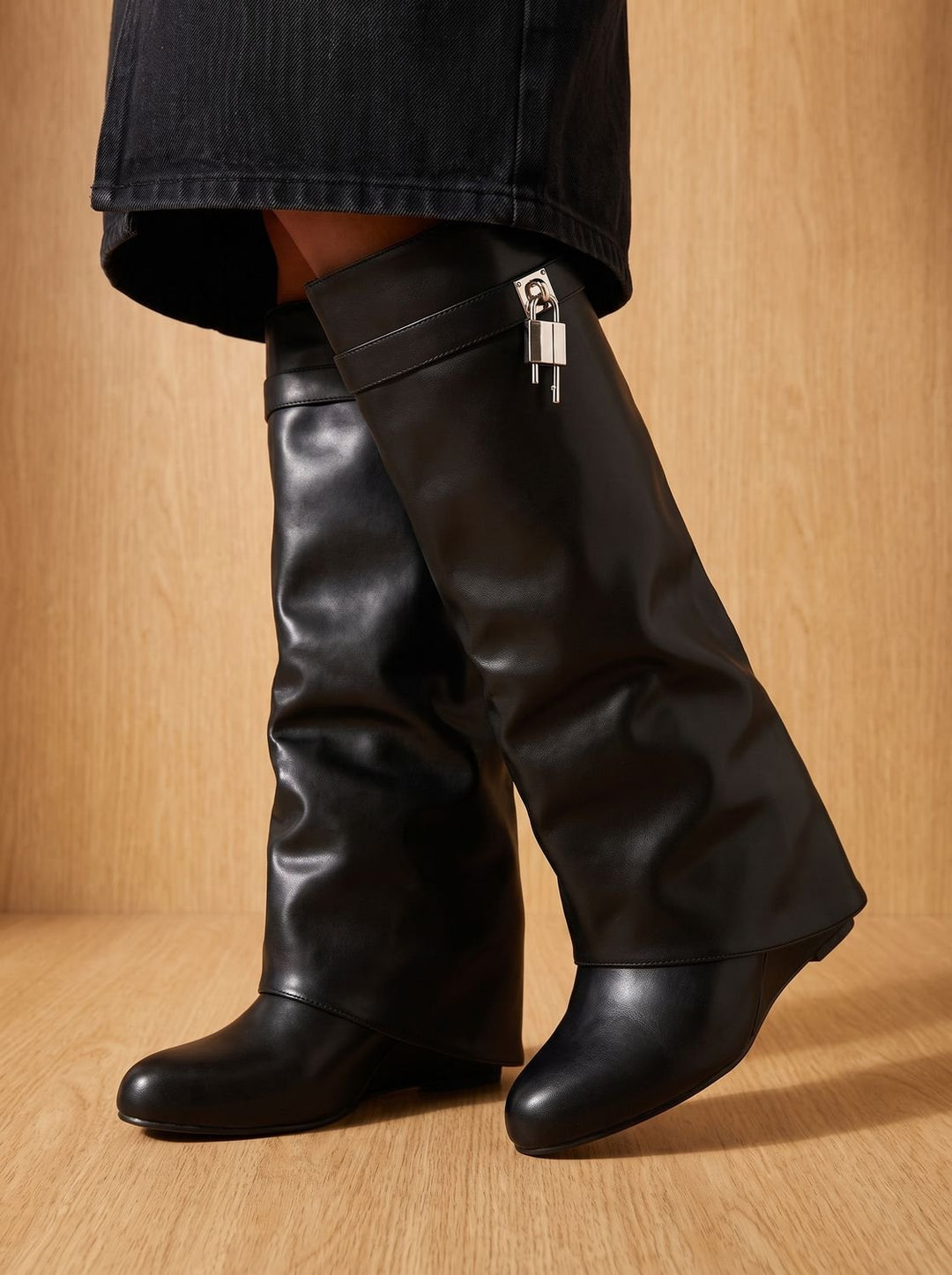 Women's Sleek Faux Leather Knee High Boots