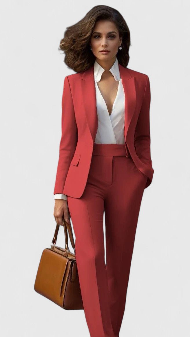 Valentina │ Women's Shawl Lapel Single-Breasted Blazer And Slim-Fit Trousers Suit Set