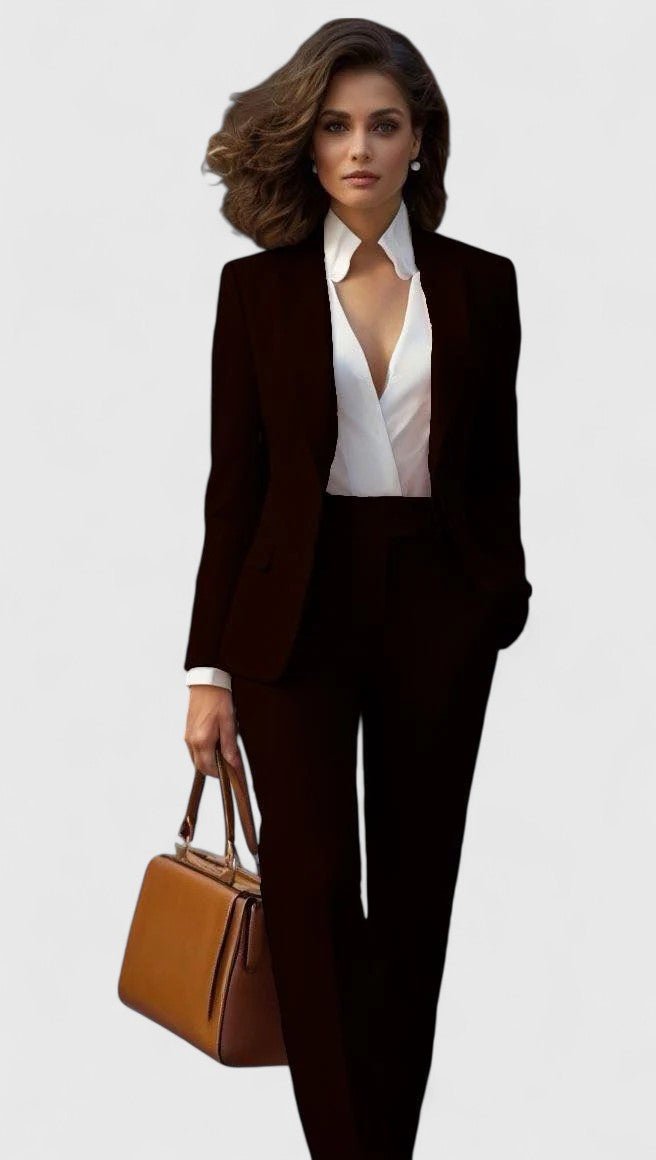 Valentina │ Women's Shawl Lapel Single-Breasted Blazer And Slim-Fit Trousers Suit Set