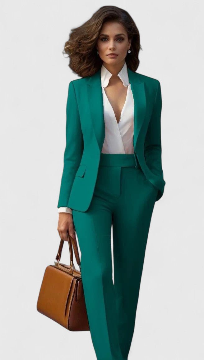 Valentina │ Women's Shawl Lapel Single-Breasted Blazer And Slim-Fit Trousers Suit Set
