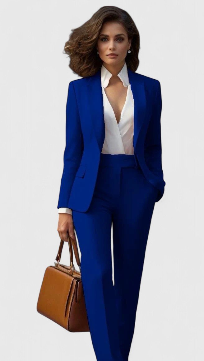Valentina │ Women's Shawl Lapel Single-Breasted Blazer And Slim-Fit Trousers Suit Set